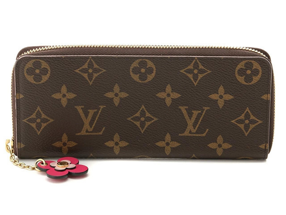 LOUIS VUITTON Portefeuille Clemence Flower Charm Monogram Round Long Wallet